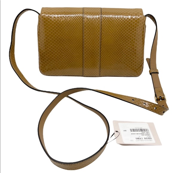 Gucci NEW In Box GG Logo Arli Taupe Python Leather Crossbody Bag - Picture 4 of 12